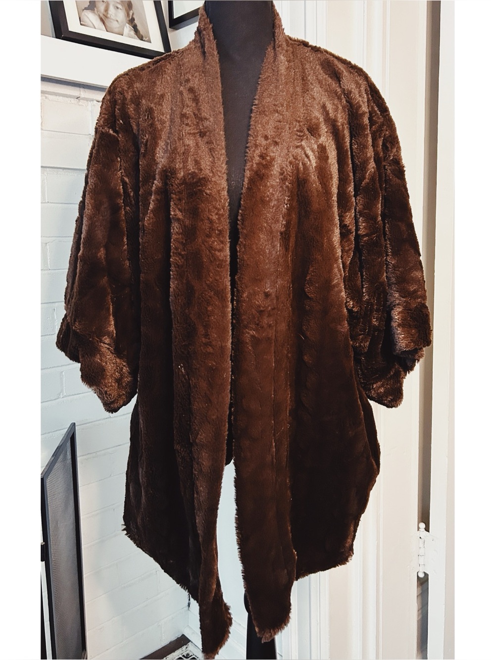 Dark Brown Natori Faux Fur Jacket Size M
